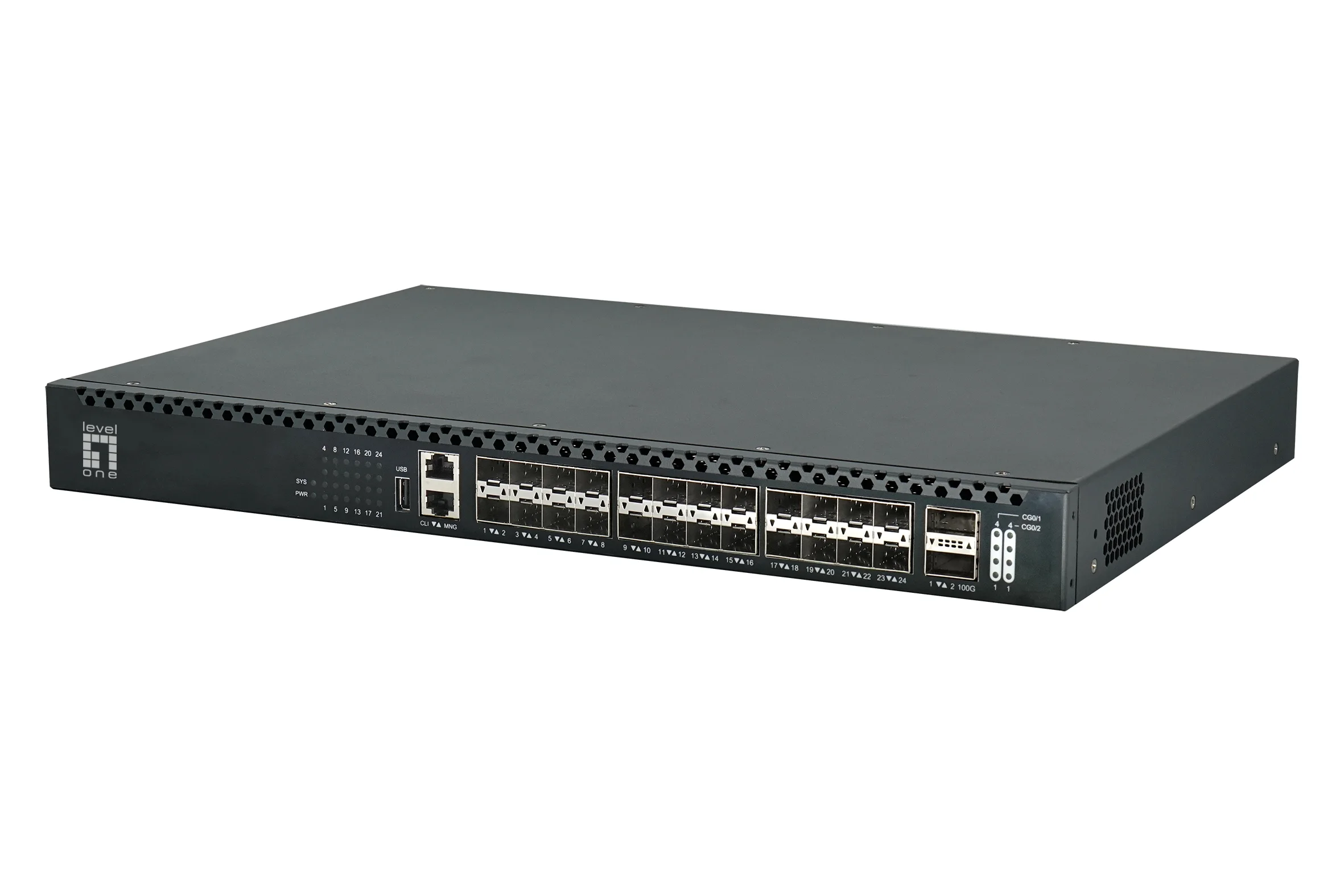LevelOne 26 Port L3 Managed TOR Fiberswitch  24x 1 10GbE SFP   2x 40 100GbE QSFP28  Hot Swap Redundante Stromversorgung Switches