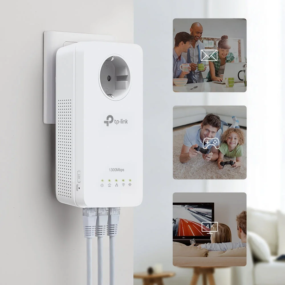 TP Link AV1300 Gigabit Passthrough Powerline ac WLAN Extender Netzwerk