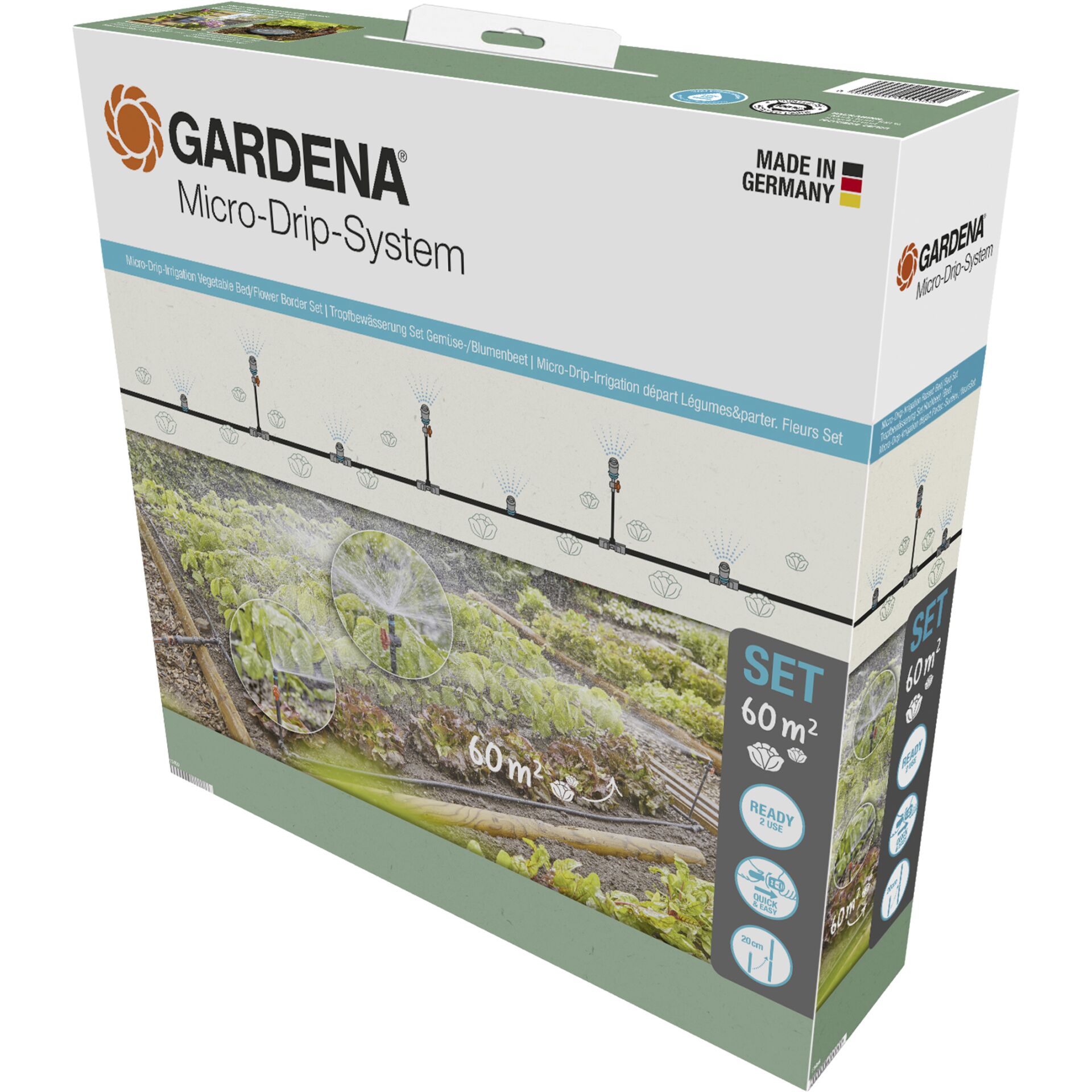 GARDENA Micro Drip System Set Gemuese  Blumenbeet 60qm Gartenbewaesserung