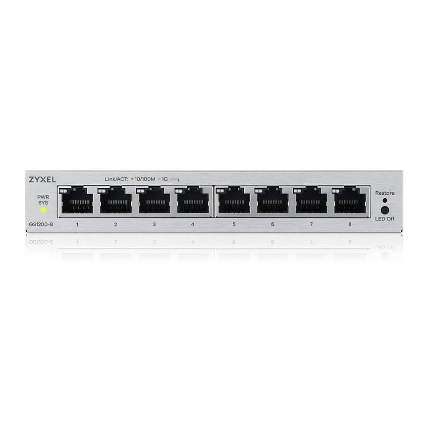 Zyxel GS1200 8V3 Managed L2 Gigabit Ethernet  10 100 1000  Desktop Grau Switches