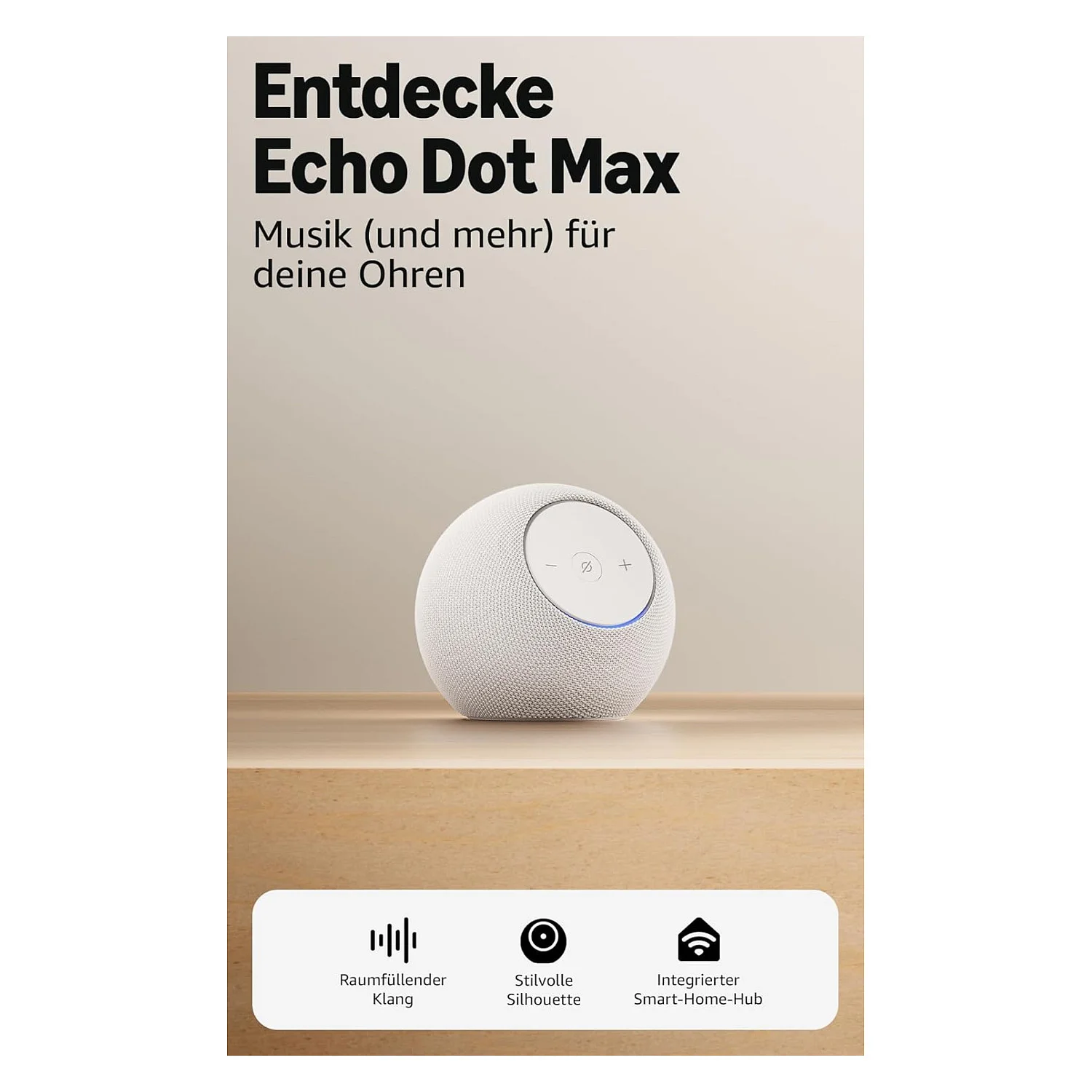 Amazon Dot Max 2025 glacier white Sprachsteuerung