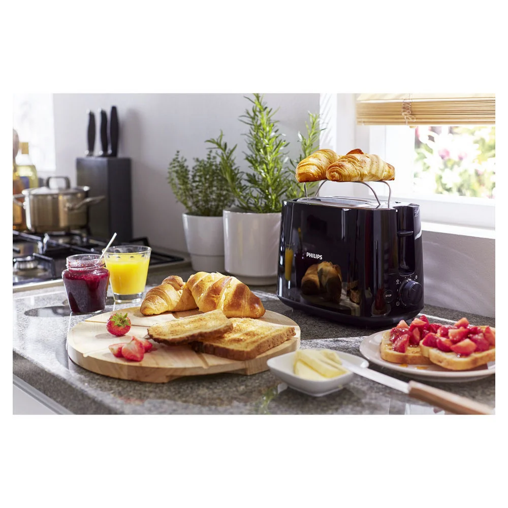 Philips Daily Collection Toaster mit 8 Einstellungsstufen und integriertem Broetchenaufsatz Kuechenkleingeraete