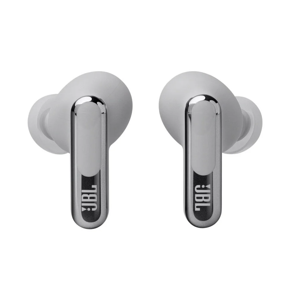 JBL Noise Canceling Earbuds LIVE Beam 3  Wireless Charging  Smart Case  Silber Kopfhoerer