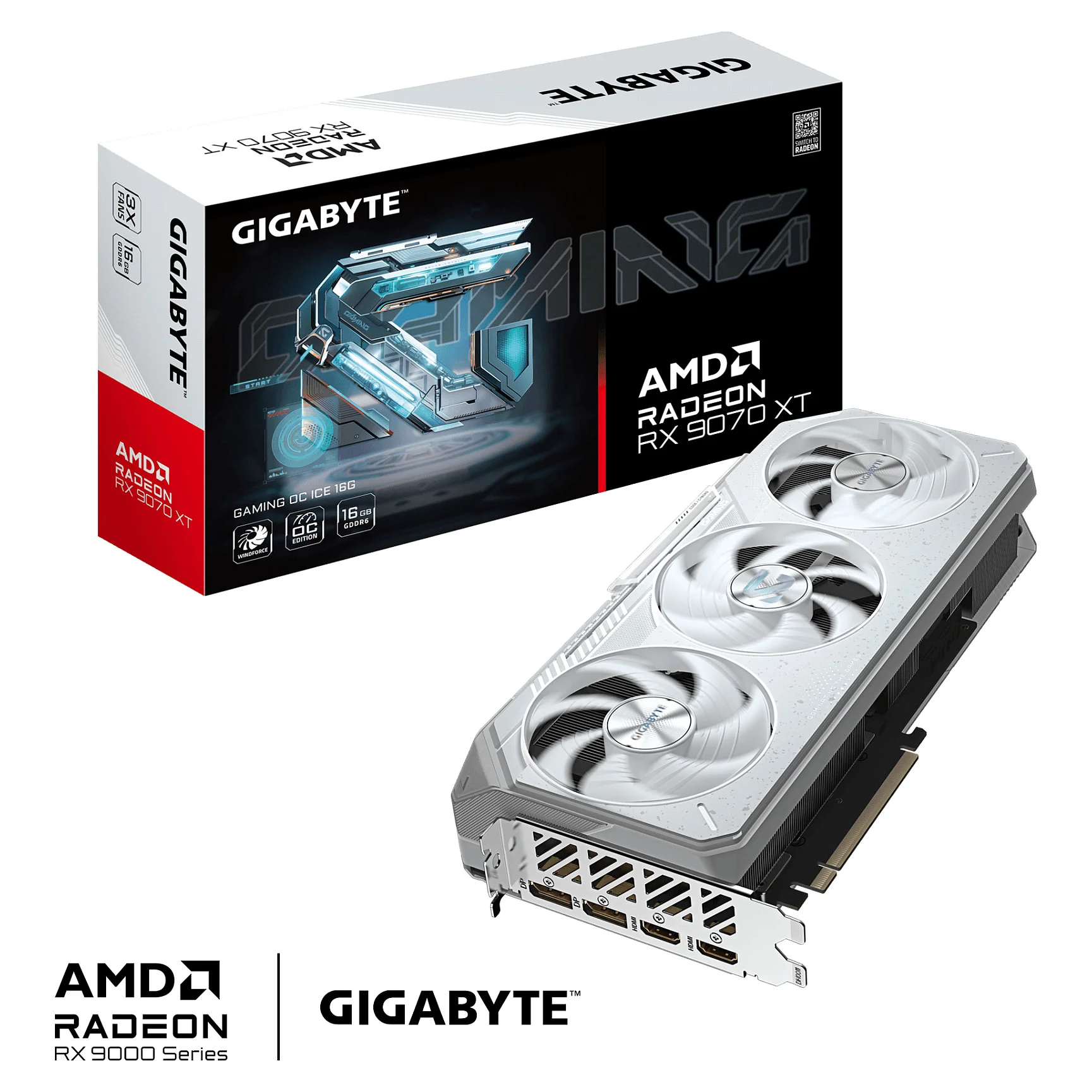 GIGABYTE Radeon RX 9070 XT GAMING OC ICE 16G Grafikkarte   16GB GDDR6  256bit  PCI E 5 0  3060 MHz Kerntakt  2 x DisplayPort  2 x HDMI  GV R907XGAMINGOCICE 16GD PC-Komponenten