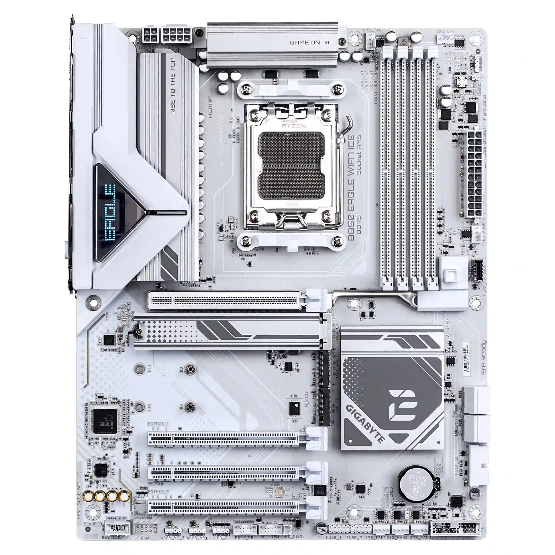 GIGABYTE B850 EAGLE WIFI7 ICE Mainboard   AMD Ryzen 9000 Serie Prozessoren  digitales 8 2 2 Phasen VRM  bis zu 8200 MHz DDR5  O C    1x PCIe 5 0   2x PCIe 4 0 M 2  Wi Fi 7  2 5 GbE LAN  USB 3 2 Gen 2 PC-Zubehoer
