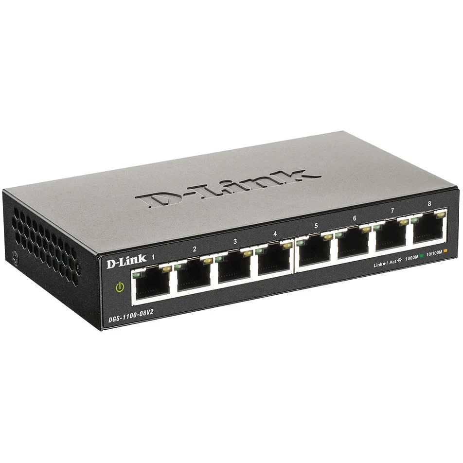 D Link DGS 1100 08V2 Managed Switch   8 Gigabit Ethernet Ports   L2   Schwarz Switches