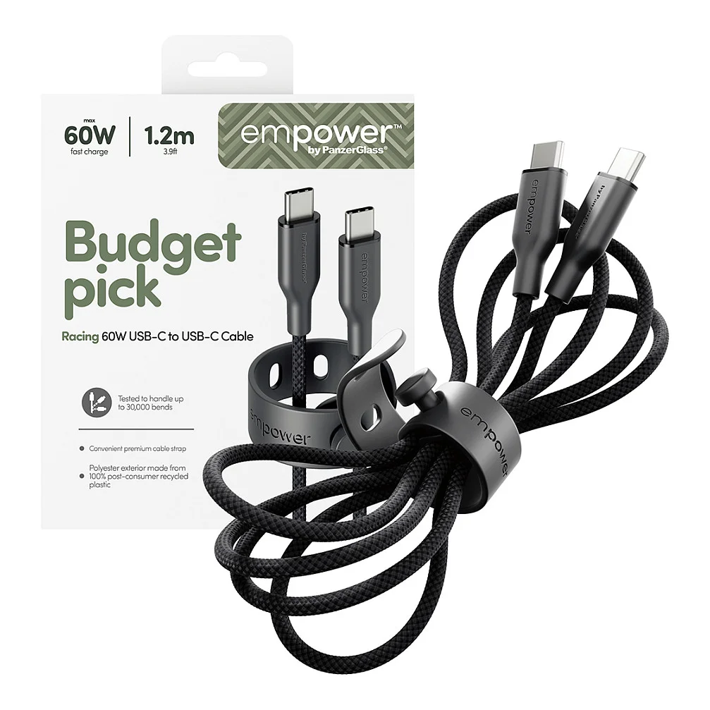 PanzerGlass empower  by   Racing 60W USB C to USB C Kabel   USB 2 0   1 2M   Weltall Schwarz Akkus Powerbanks & Kabel