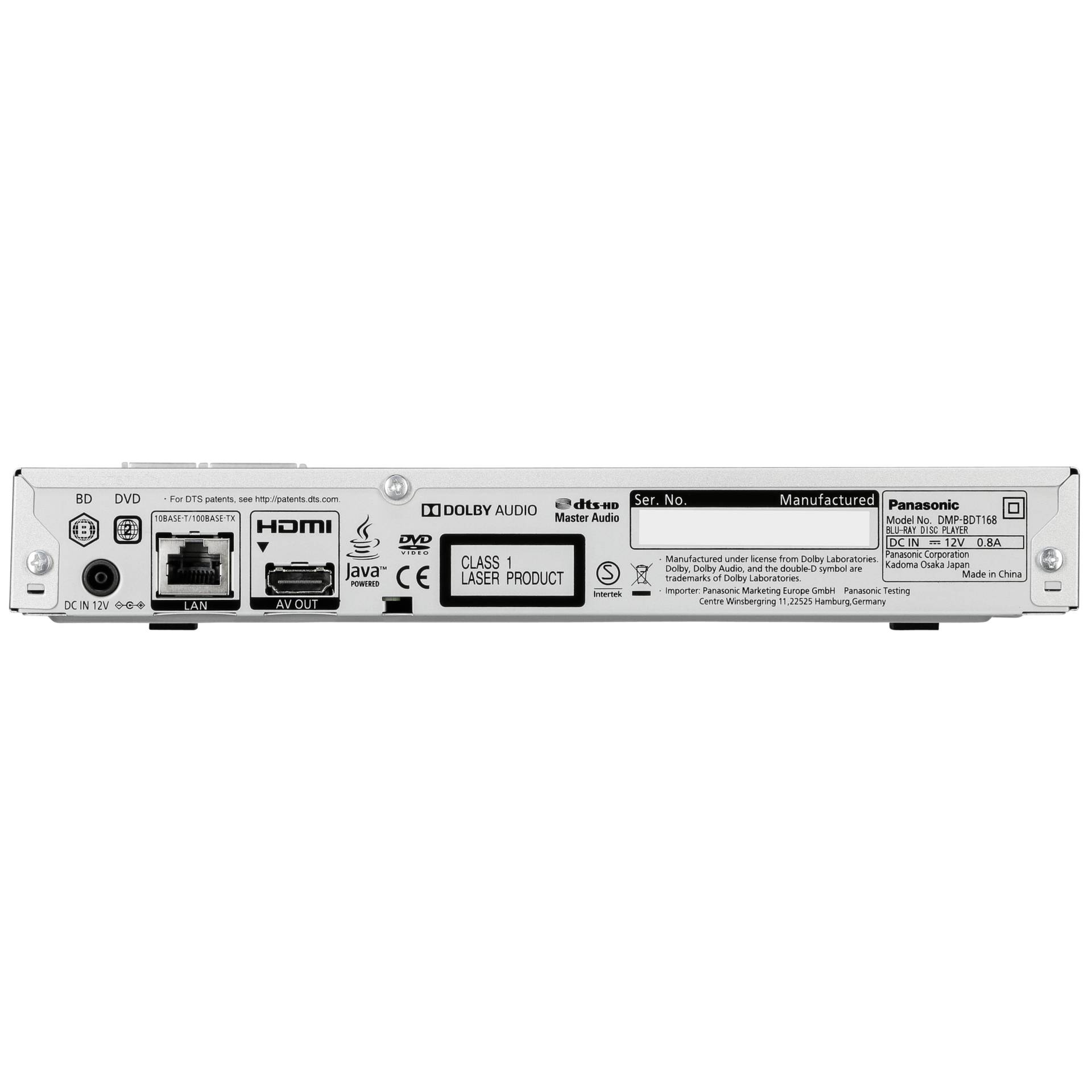 Panasonic Blu ray Player DMP BDT168EG silver PC-Zubehoer