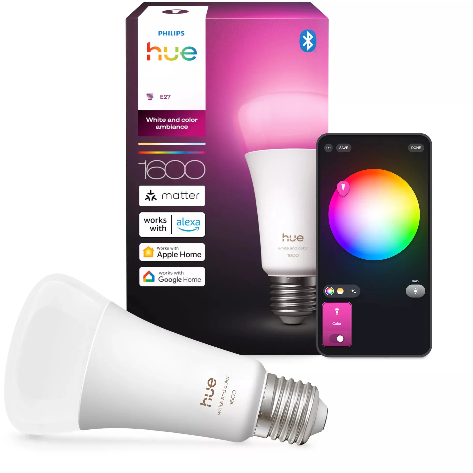 Philips Hue White and Color ambiance A67   Smarte Lampe E27   1600 Leuchtmittel & Lampen