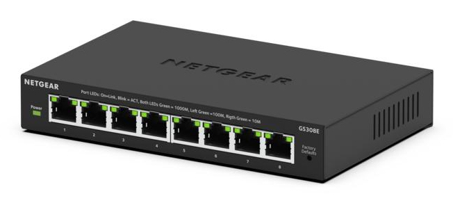 NETGEAR GS308E Managed L2 L3 Gigabit Ethernet  10 100 1000  Schwarz Netzwerk