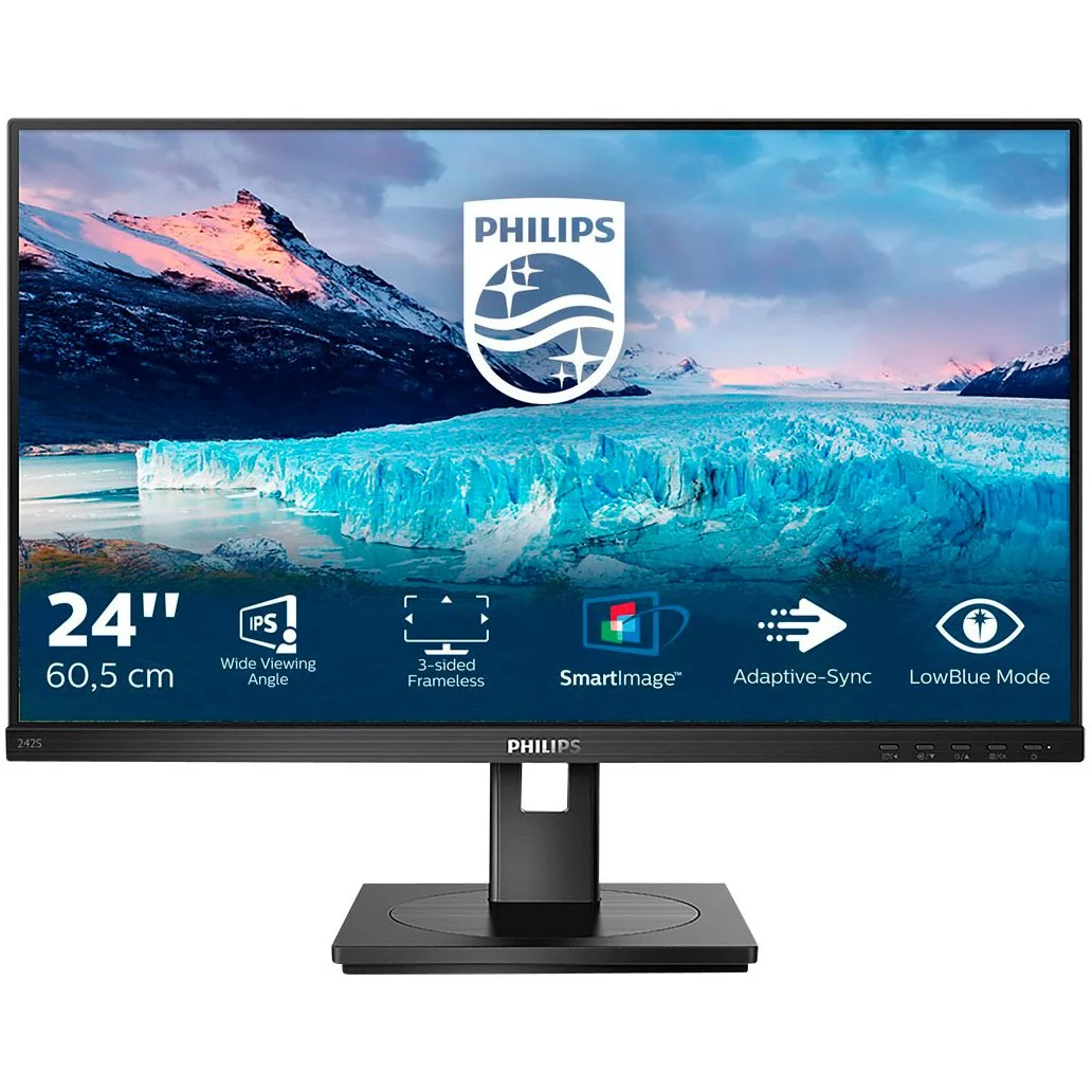 Philips 61cm 24  1920x1080  S Line 242S1AE 16 9 4ms HDMI DVI VGA DisplayPort VESA Pivot Speaker Fu Monitore