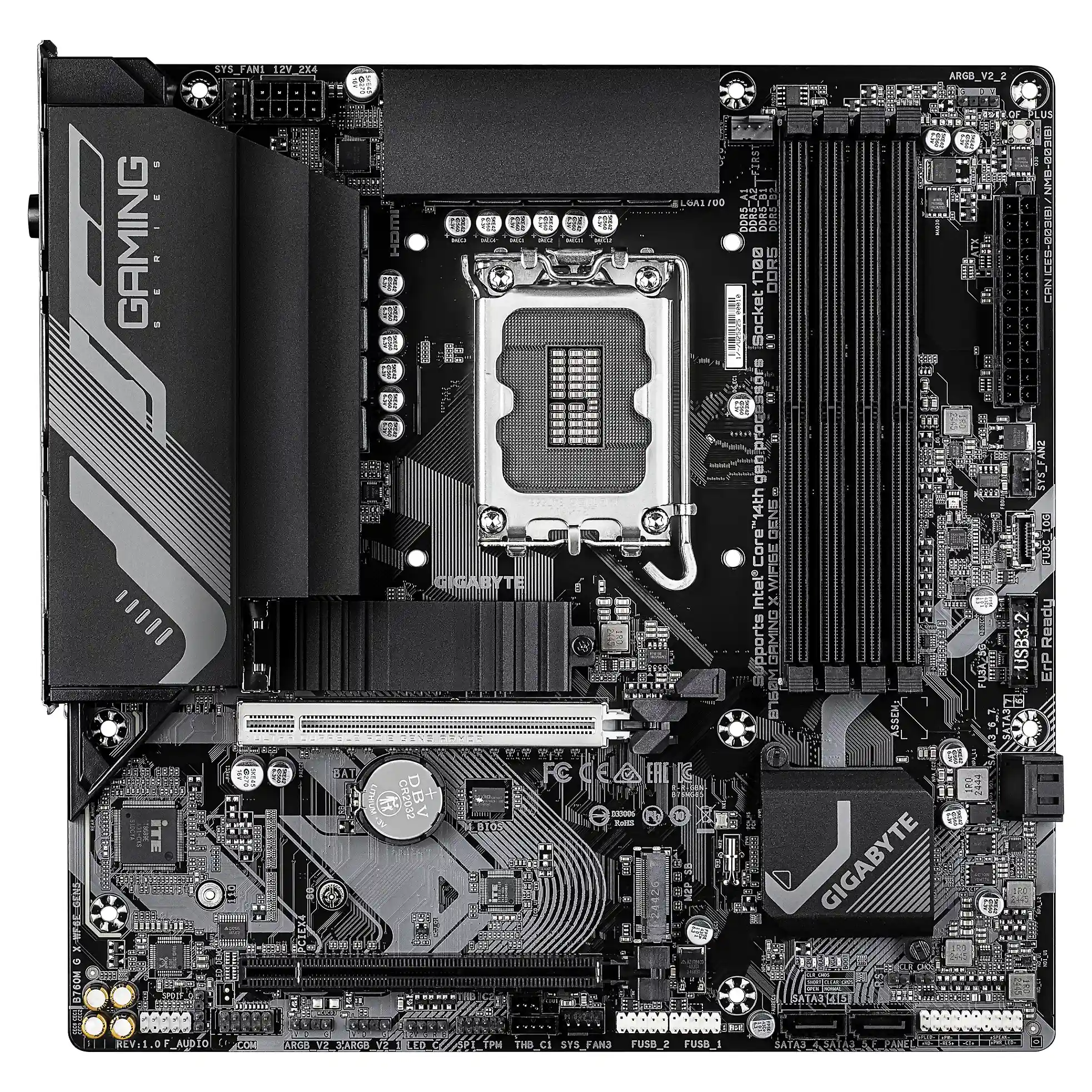 GIGABYTE B760M GAMING X WIFI6E GEN5 Mainboard   Unterstuetzt Intel Core Prozessoren der 14  Generation  8 1 1 Phasen VRM  bis zu 5600 MHz DDR5  2 x PCIe 4 0 M 2  Wi Fi 6E  2 5 GbE LAN  USB 3 2 Gen 1 PC-Komponenten