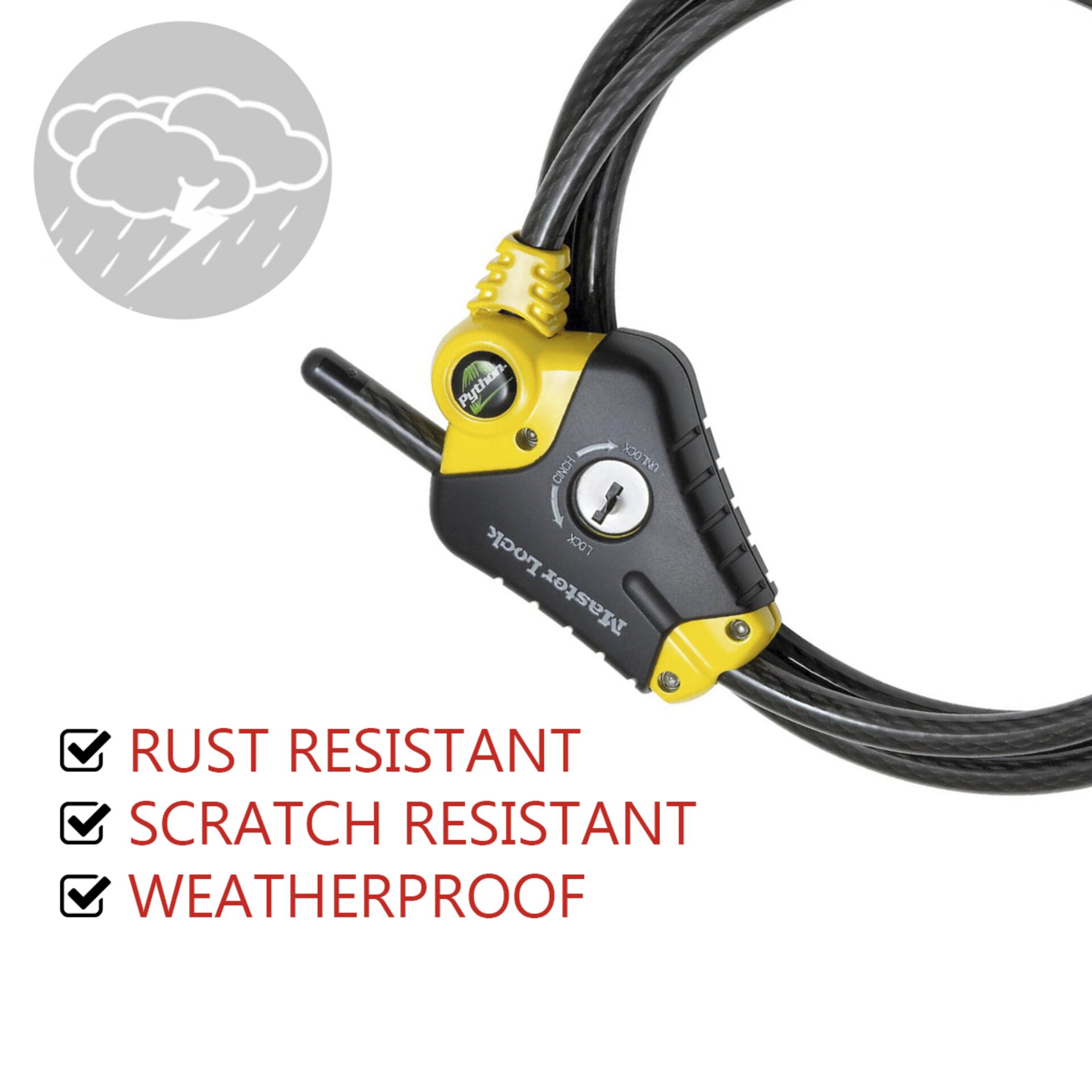 Master Lock verstellbares Python Verschlusskabel 10mm 8420EURD Radsport