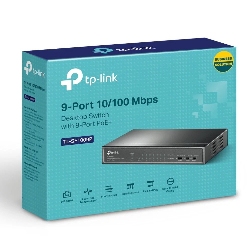 TP Link 9 Port 10 100Mbit s Desktop Switch mit 8 PoE  Ports Switches
