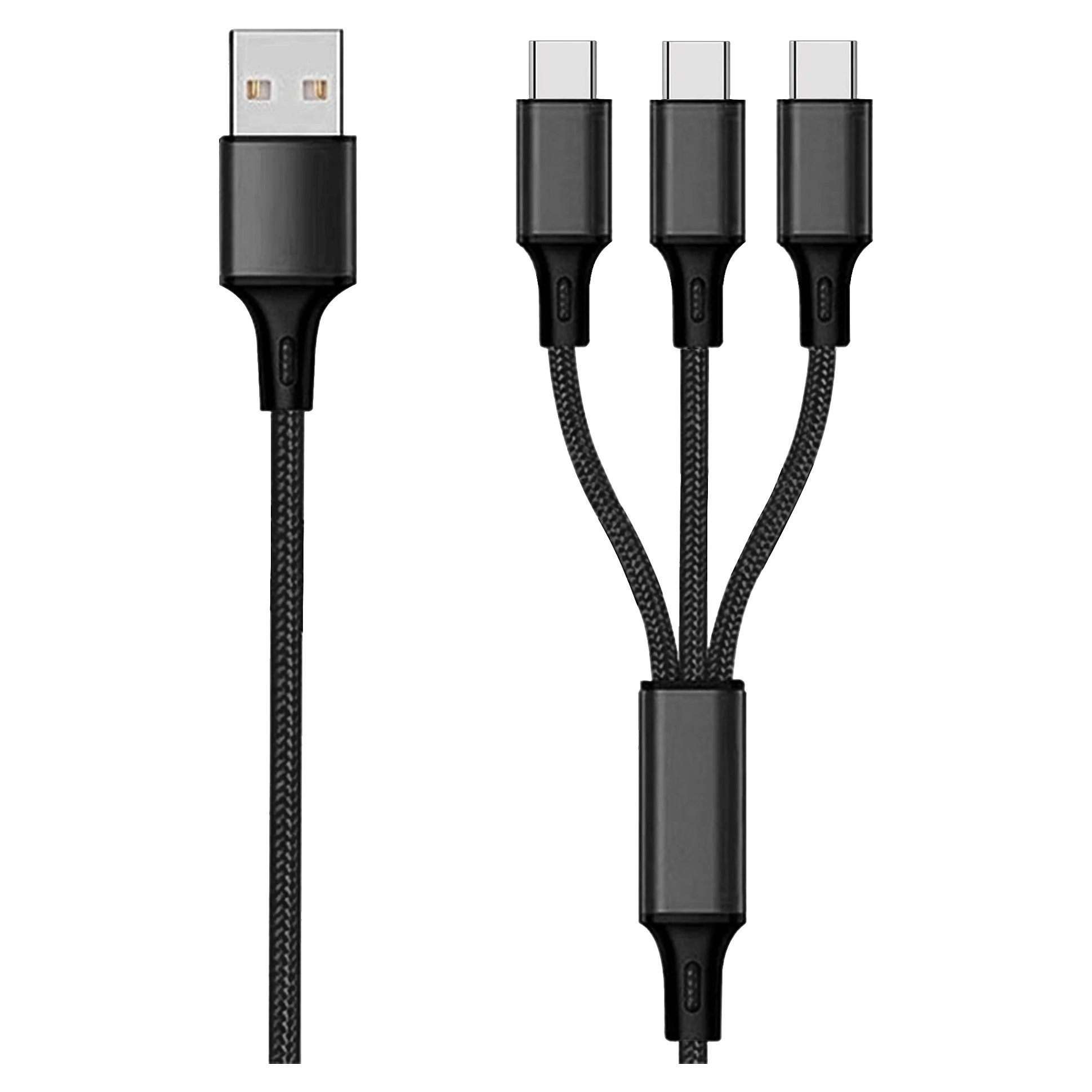2GO 3in1 USB Ladekabel USB Type C Nylon 1 5m schwarz Notebook & Tablet Zubehoer