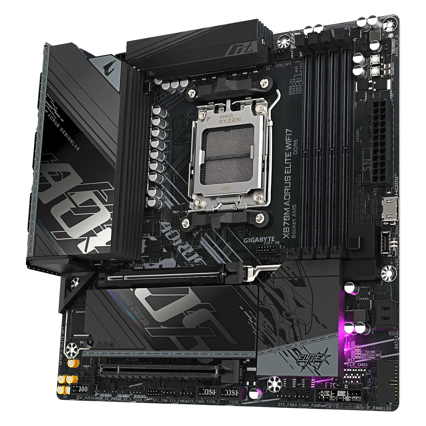 GIGABYTE X870M AORUS ELITE WIFI7 Mainboard   Unterst tzt AMD Ryzen 9000 CPUs  digitale 14 2 2 Phasen VRM  bis zu 8200 MHz DDR5  OC   1 x PCIe 5 0   1 x PCIe 4 0  Wi Fi 7  2 5 GbE LAN  USB 4 PC-Komponenten