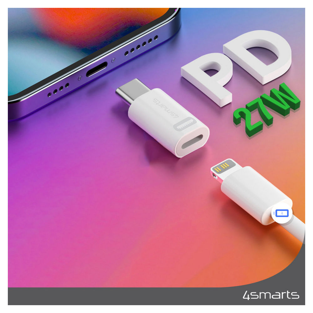 4SMARTS Adapter Lightning auf USB C PD 27W  2er Set  weiss PC-Zubehoer