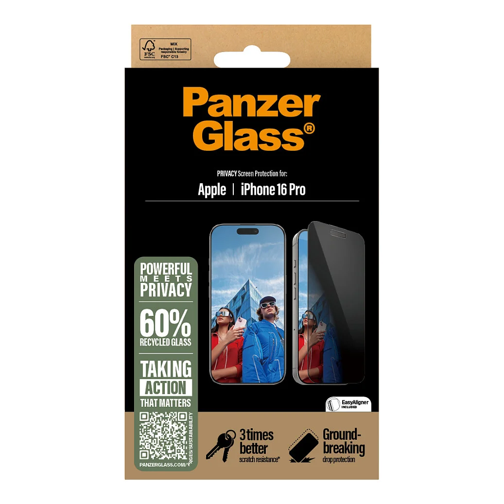 PanzerGlass   Privacy Displayschutz iPhone 16 Pro   Ultra Wide Fit m  EasyAligner Notebook & Tablet Zubehoer