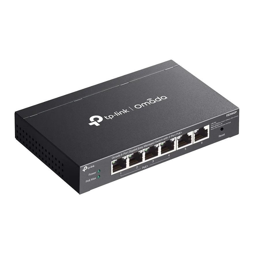 TP Link Omada ES206GP Netzwerk Switch Managed Gigabit Ethernet  10 100 1000  Power over Ethernet  PoE  Schwarz Switches