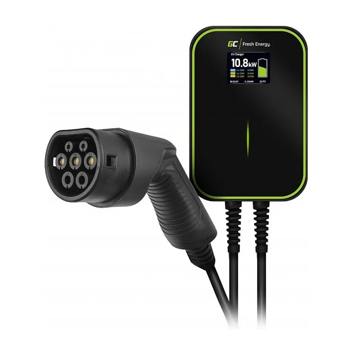 Green Cell Wallbox EV PowerBox 2x Ladebuchse mit Typ2 Ladekabel 6m 22KW 32A Schwarz Wallboxen
