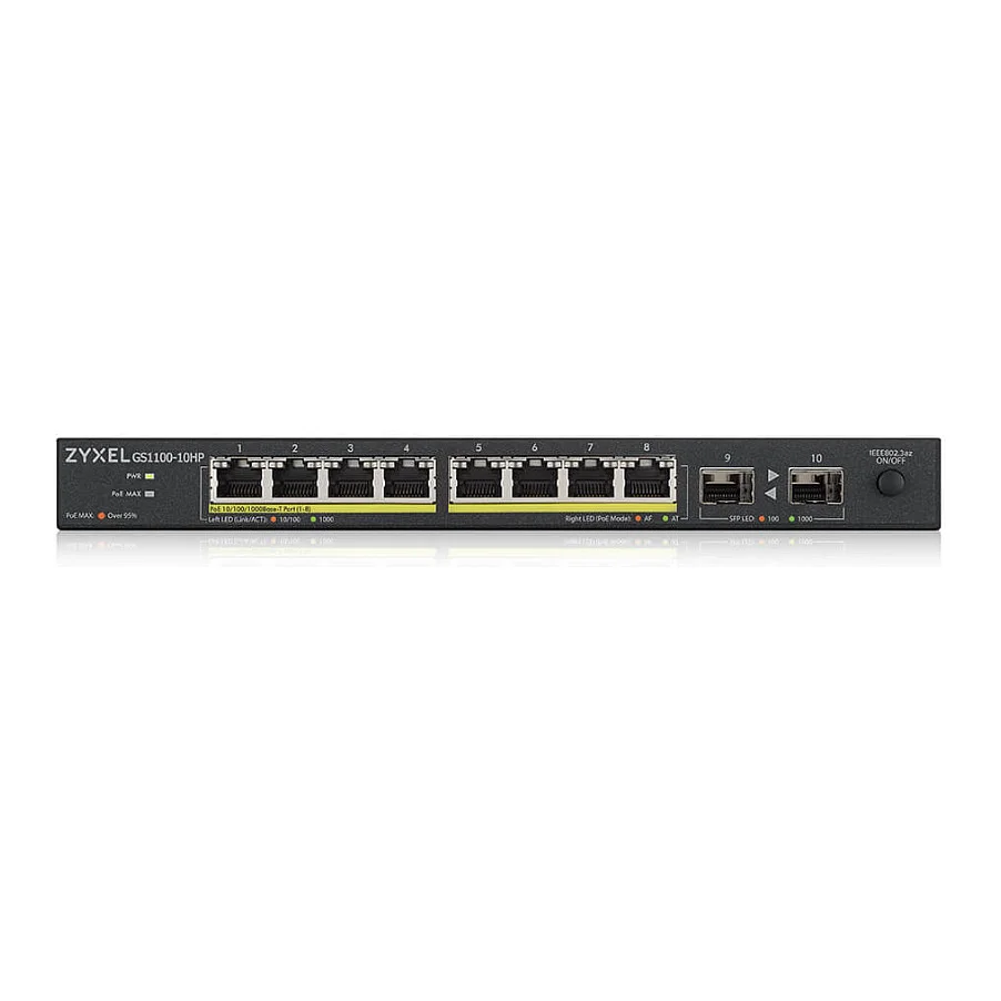 Zyxel GS1100 10HP v2 Unmanaged Gigabit Ethernet  10 100 1000  Power over Ethernet  PoE  Schwarz Switches
