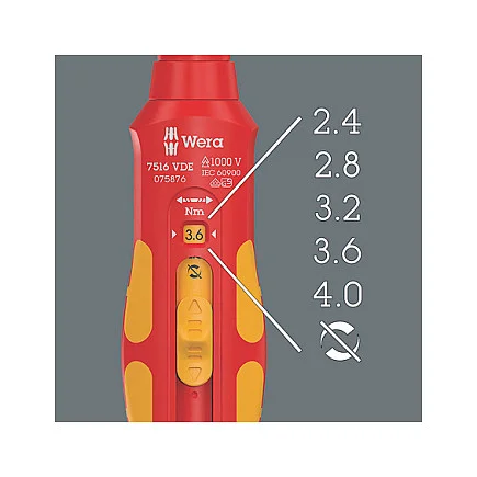 Wera 7516 VDE Kraftform Safe  Torque Speed 2 4 4 0 Nm Schraubendreher & Zangen