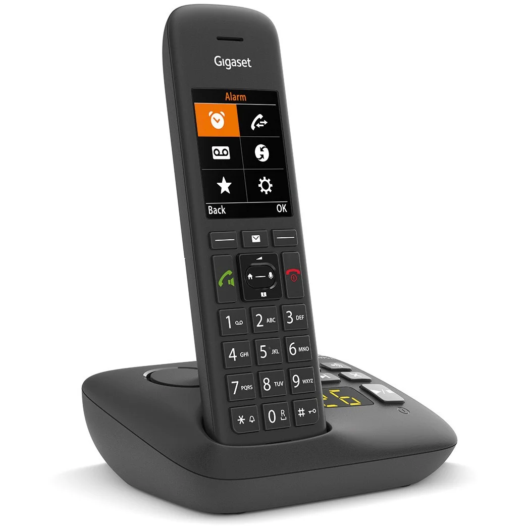 Gigaset C575A Schnurloses DECT Telefon mit Anrufbeantworter TFT Farbdisplay Freisprechen Adressbuch 200 Eintraege Schwarz