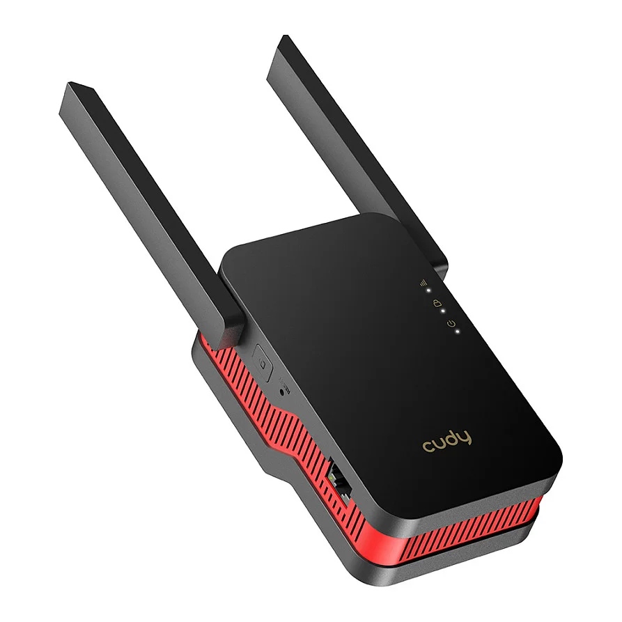 Cudy RE3000 Netzwerk Erweiterungsmodul Netzwerk Repeater Schwarz Rot 10 100 1000 Mbit s