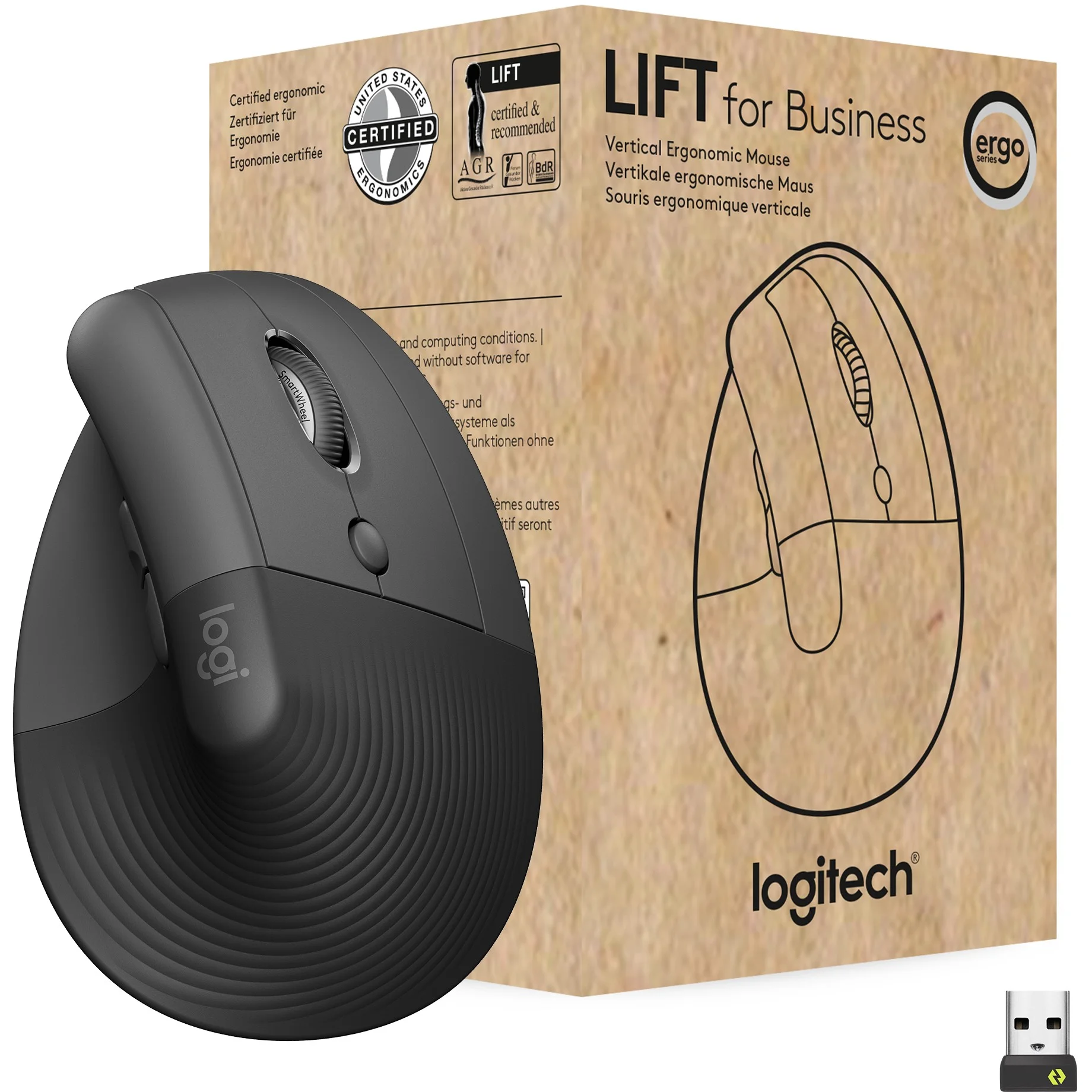Logitech Lift for Business   Vertikale Fuer Rechtshaender Tastaturen & Maeuse