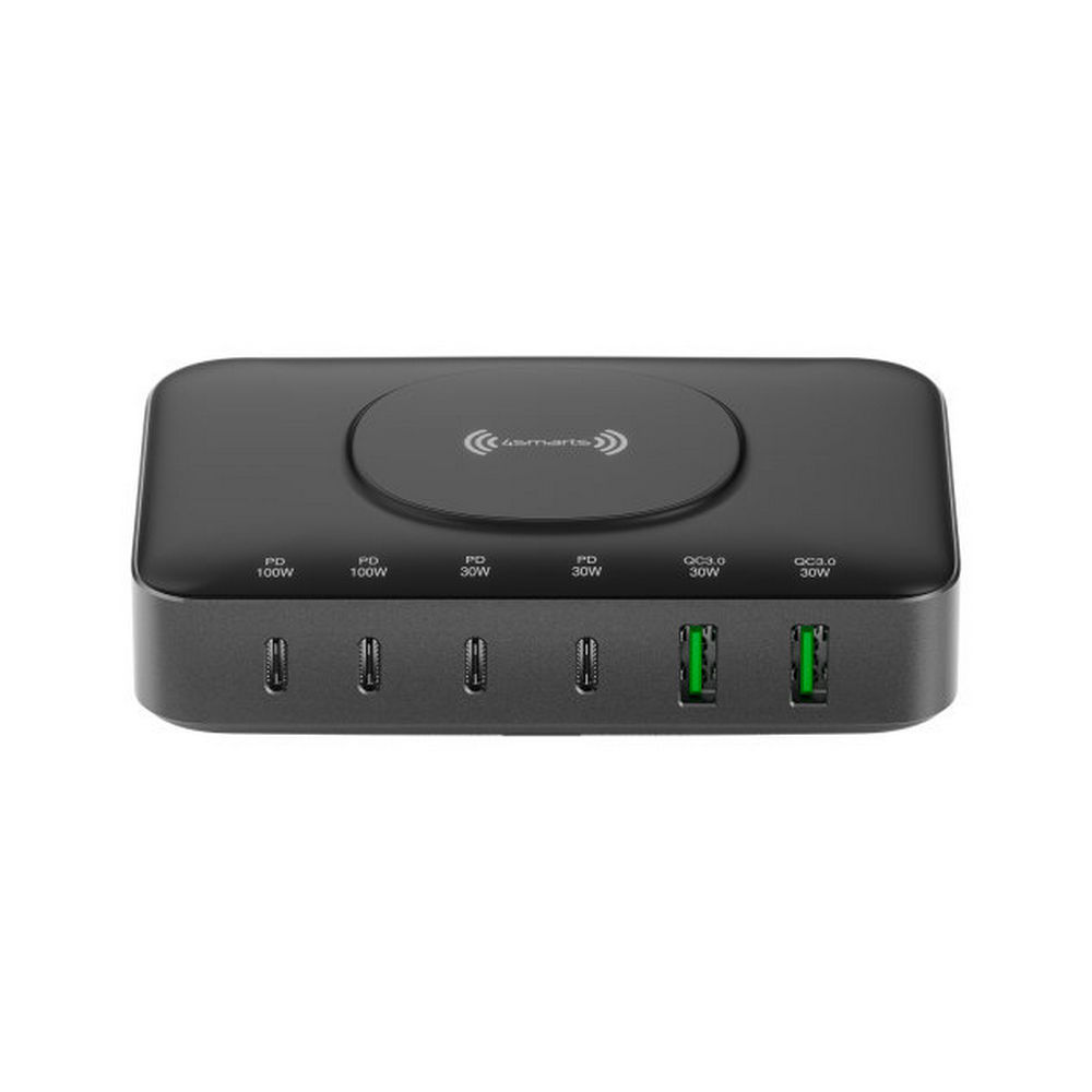 4SMARTS 7in1 GaN Ladestation 100W mit Wireless Charger  Schwarz Grau Handys & Tablets