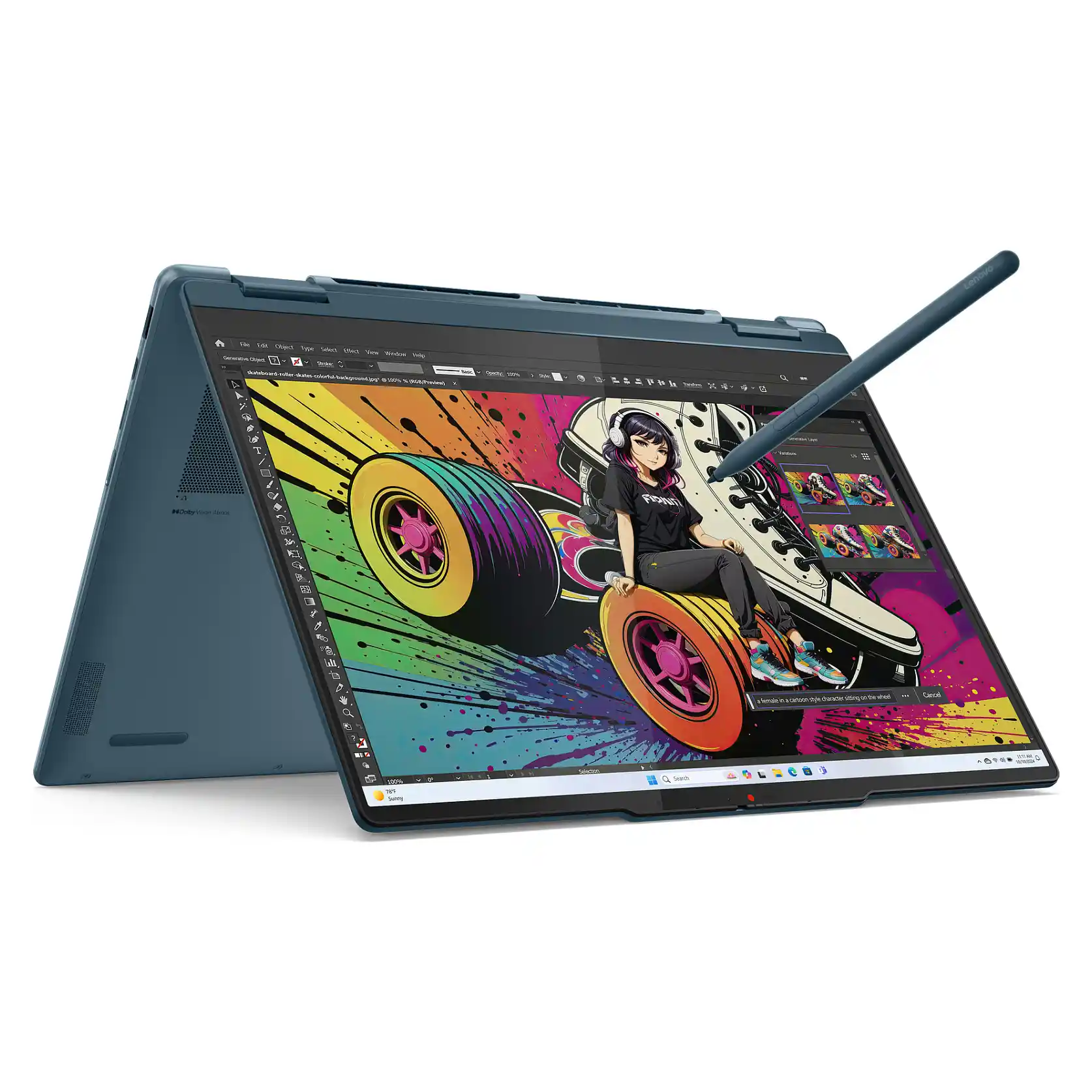 Lenovo Yoga 7 2 in 1 14AKP10 Copilot  PC AMD Ryzen AI 5 340 Hybrid  2 in 1  35 6 cm  14   Touchscreen WUXGA 16 GB LPDDR5x SDRAM 512 GB SSD Wi Fi 7  802 11be  Windows 11 Home Deutsch Tuerkis Notebook & Tablet Zubehoer