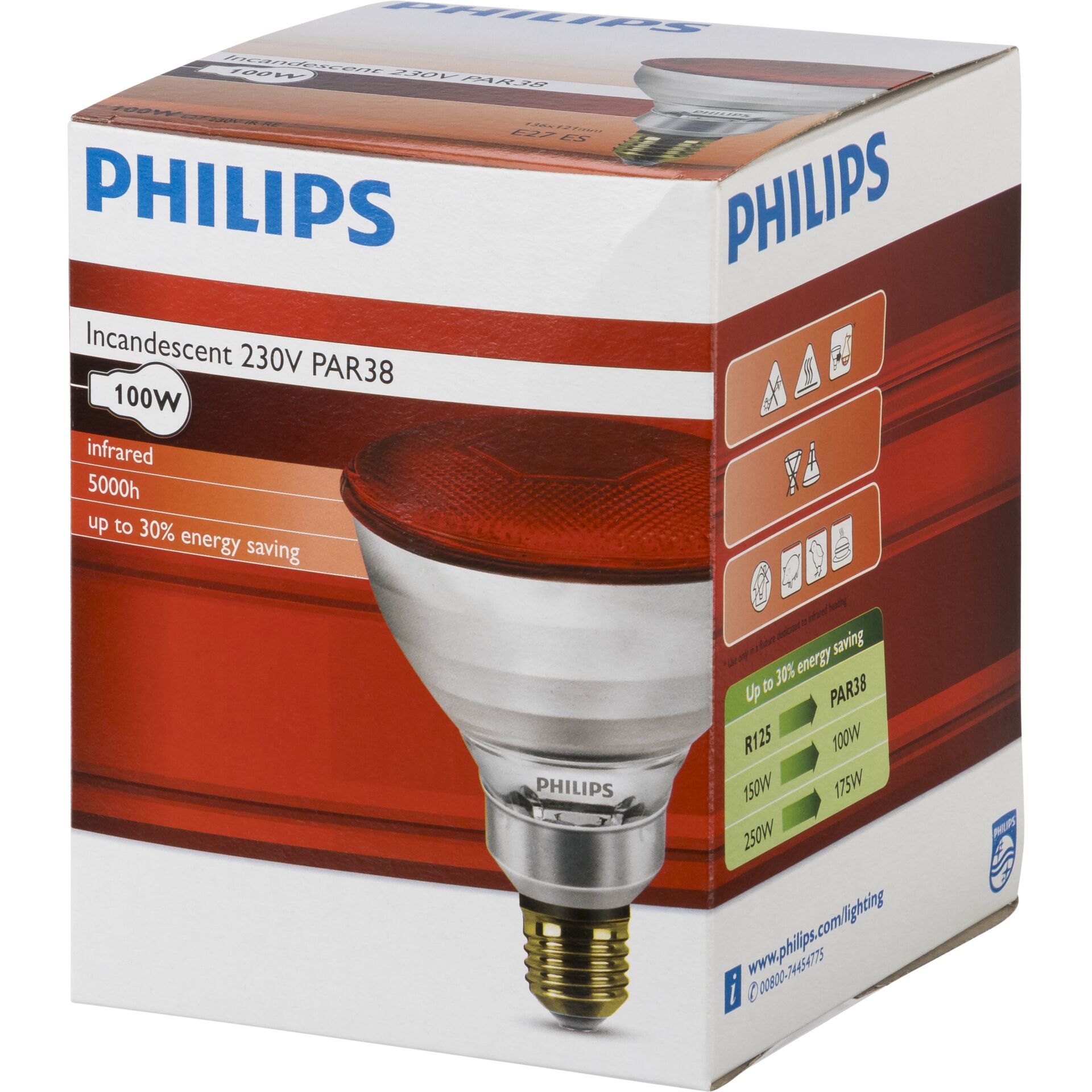 Philips Infrarotlampe PAR38 IR 100W E27 230V Red Wellnessgeraete