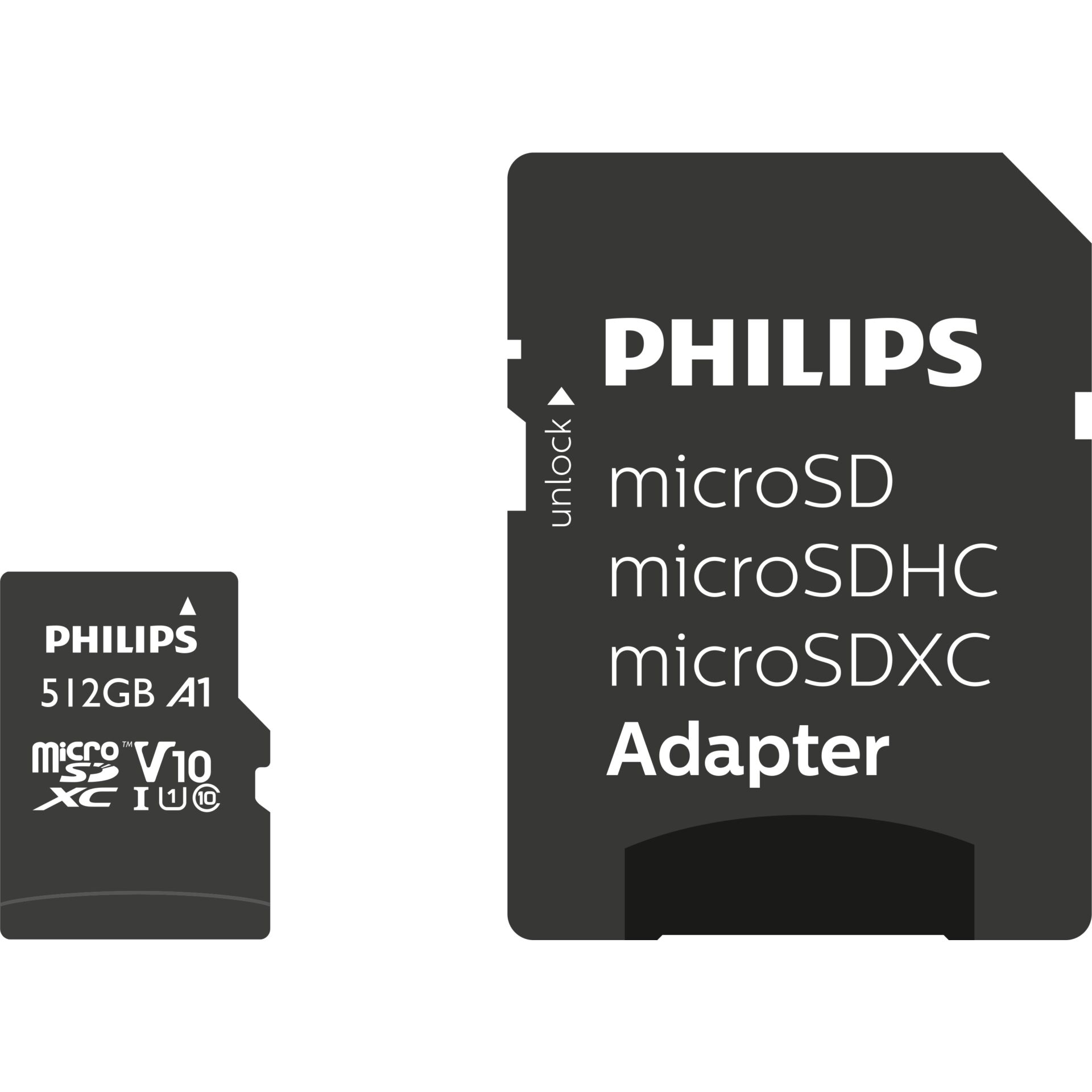 Philips FM51MP45B 00 Speicherkarte 512 GB MicroSDHC UHS I Klasse 10 Speichermedien