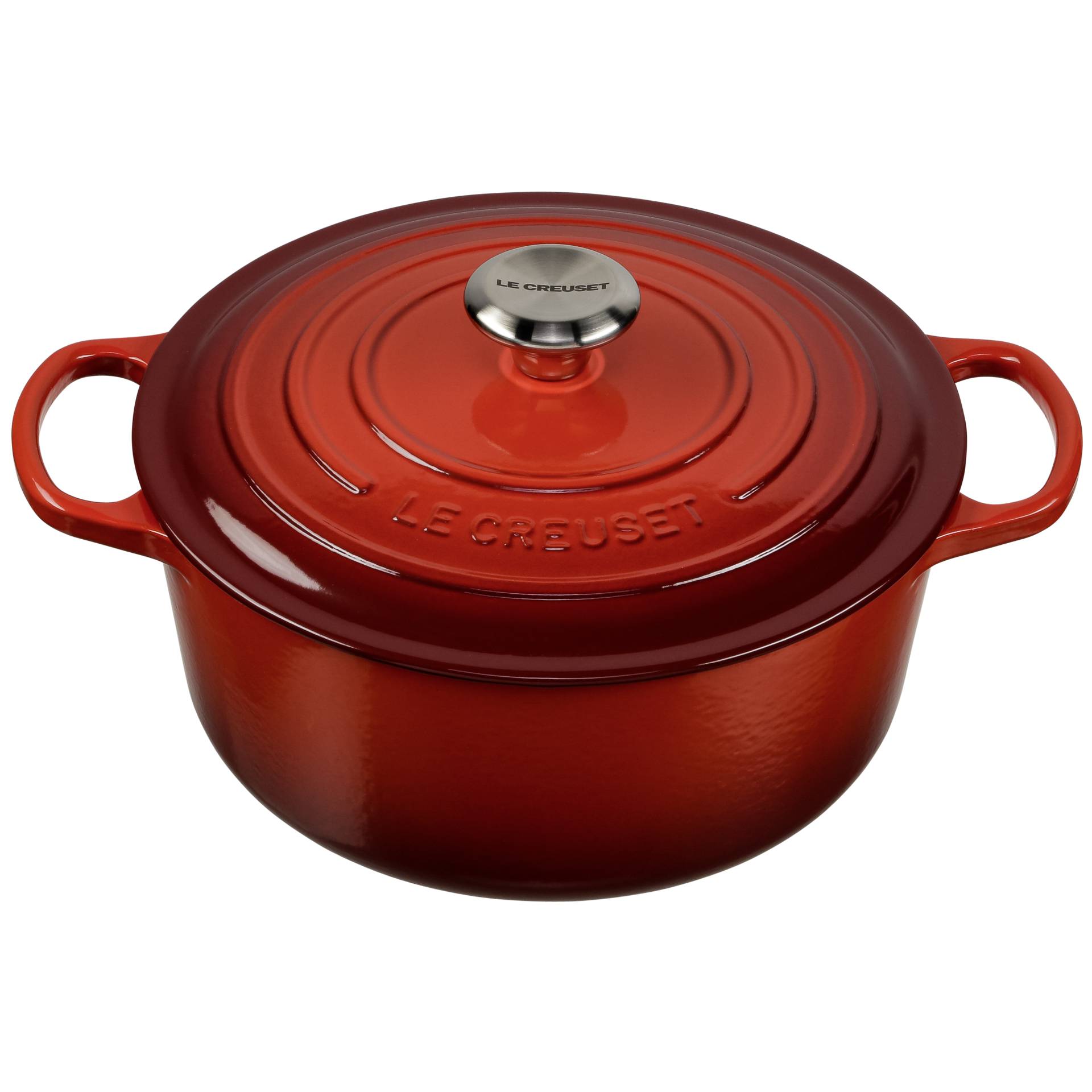 Le Creuset Signature Braeter rund 26 cm kirschrot Kuechenkleingeraete