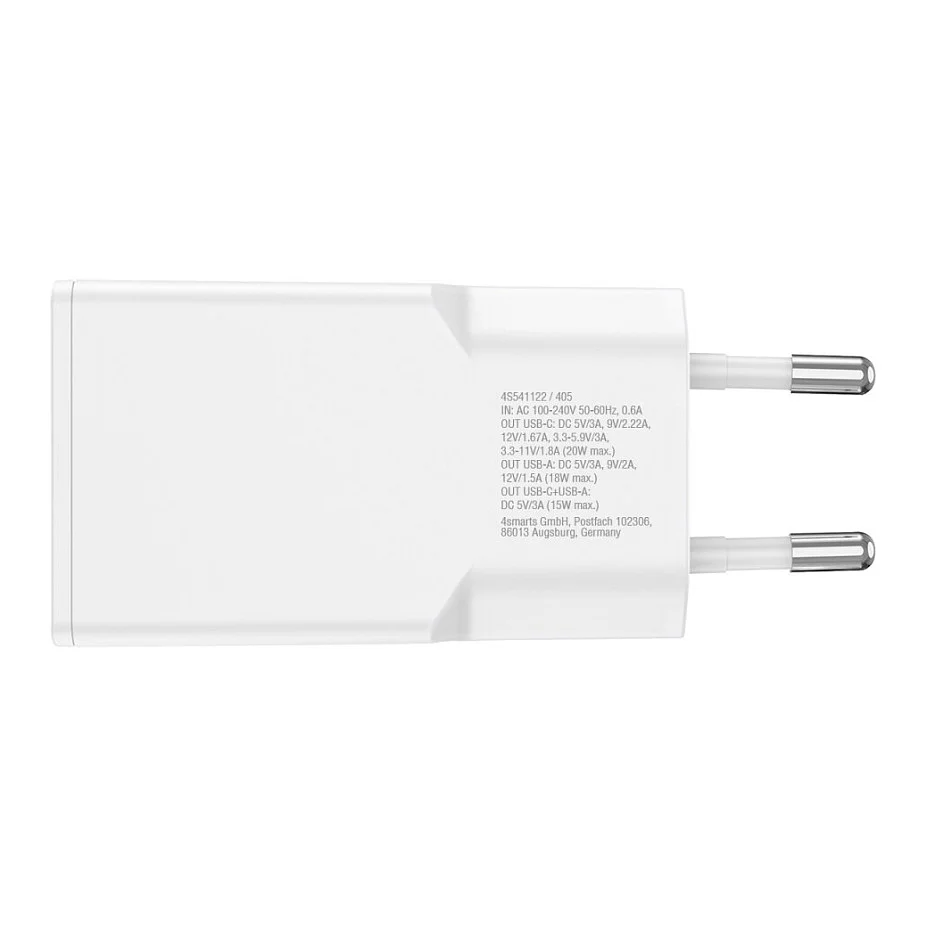 4SMARTS Ladegert PDPlug Duos Slim 20W GaN USB C A USB C Kabel Notebook & Tablet Zubehoer
