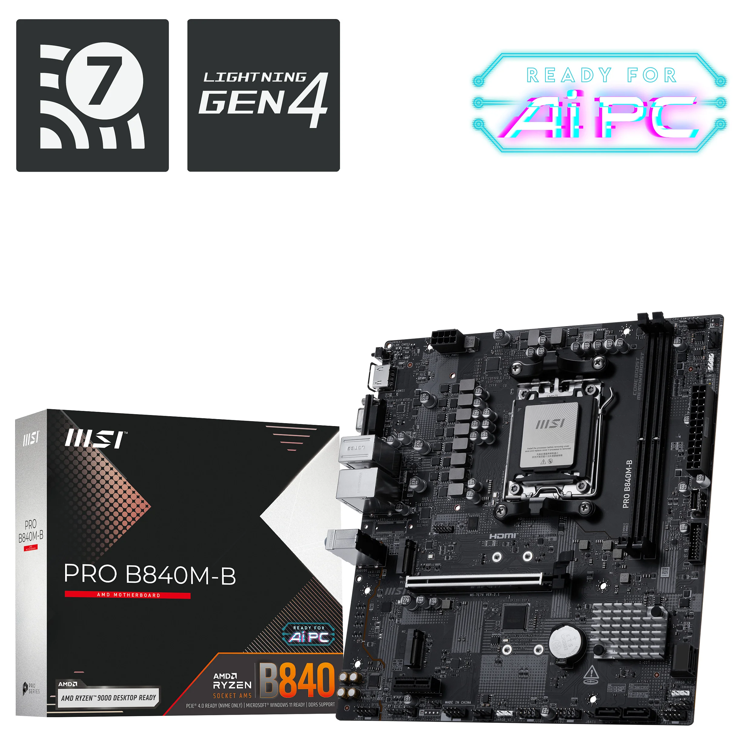 MSI PRO B840M B Motherboard AMD B840 Sockel AM5 micro ATX PC-Zubehoer