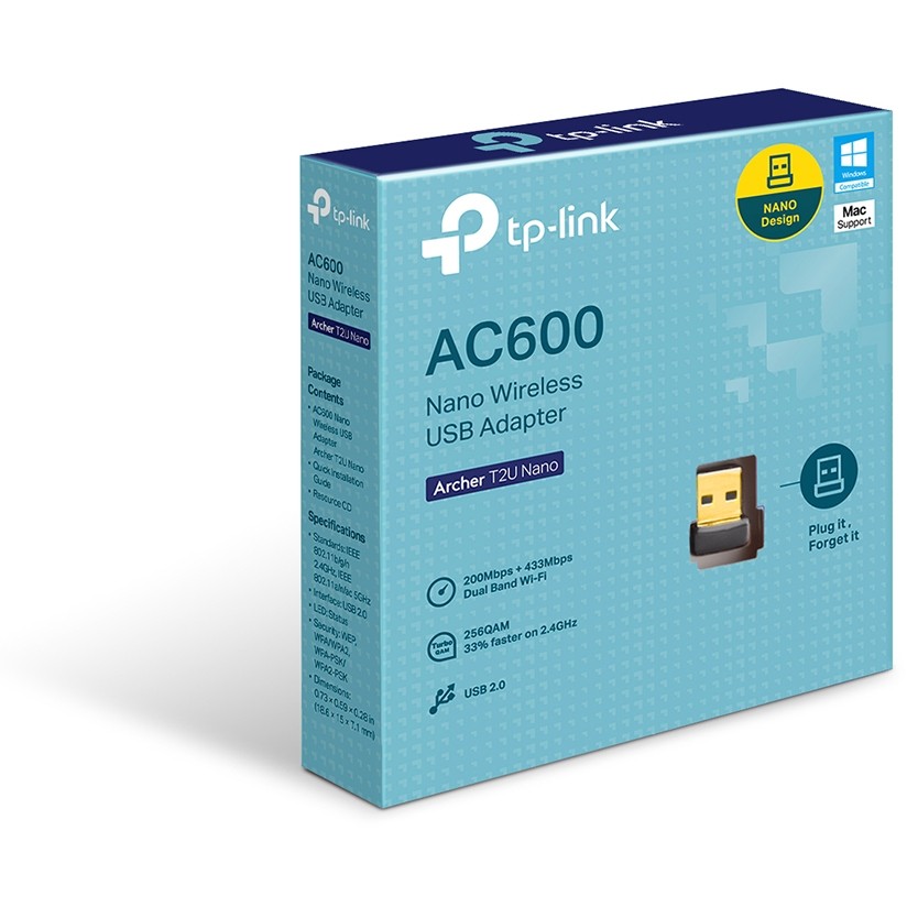 TP Link T2U Nano WLAN Adapter   USB 2 0   150 Mbit s   Nano Design   Schwarz Netzwerk-Adapter