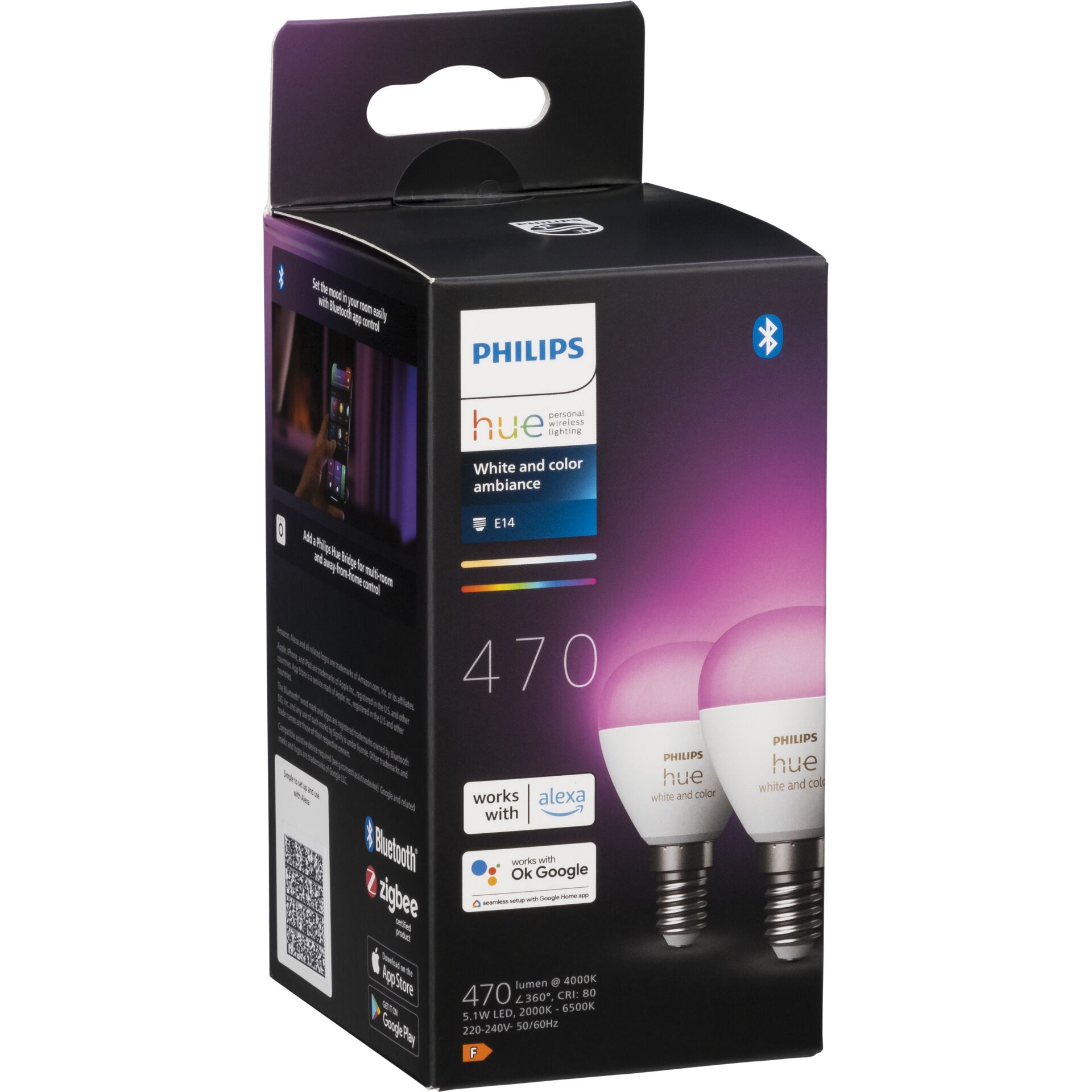 Philips Hue LED Luster E14 2er 5 1W 470lm White Color Amb  BT Leuchtmittel