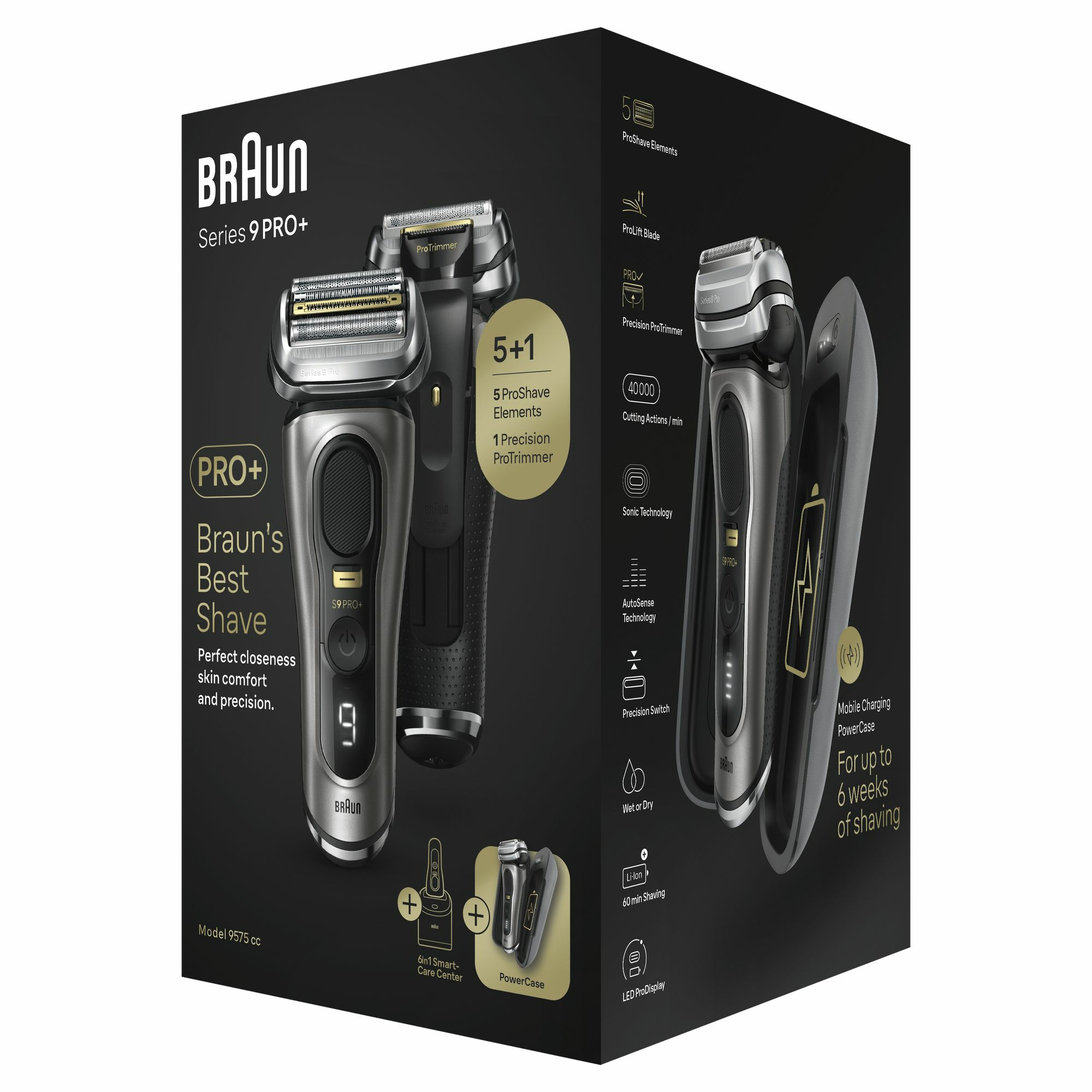 Braun Series 9 Pro  9575cc System wet dry Noble Metal Rasierer & Epilierer