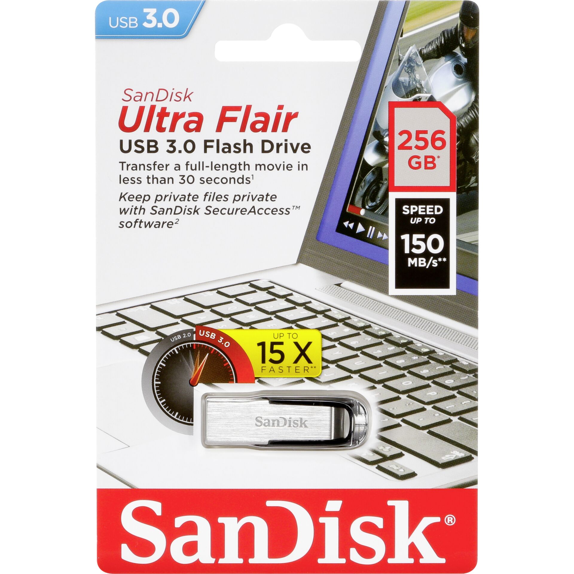 SanDisk Ultra Flair USB 3 0 256GB Speichermedien
