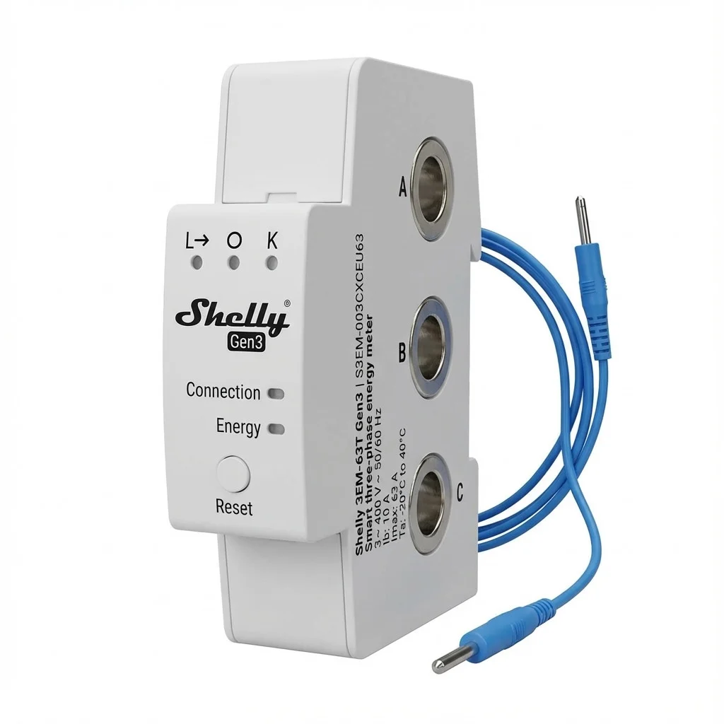 Shelly 3EM 63T Gen3 Stromzaehler   3 Phasen   Zaehler   Wi Fi   Kompakt Smart Home Zubehoer