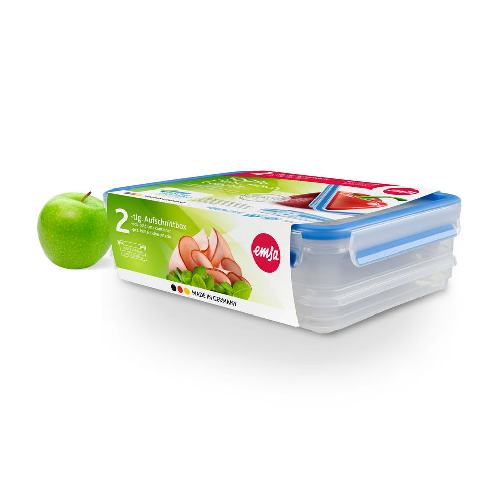 Emsa Aufschnittbox System Clip Close  1 65 Liter 1 Liter  transparent blau Kueche