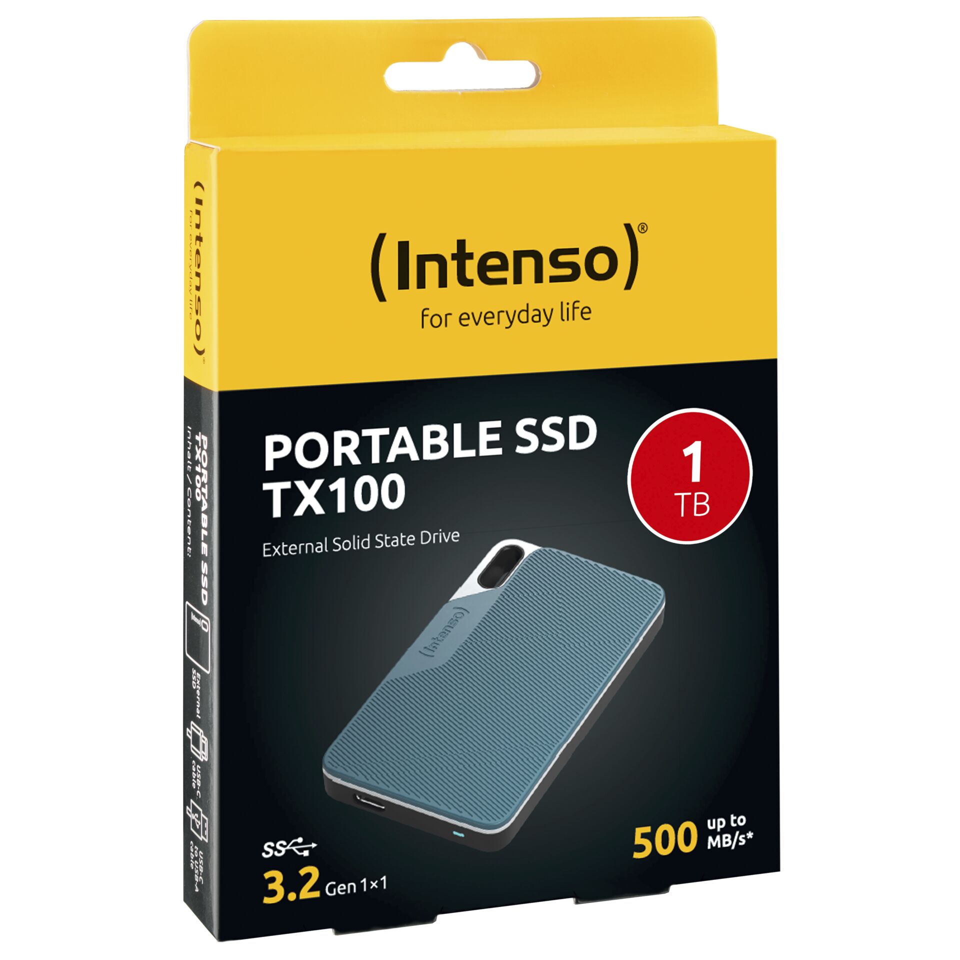 Intenso externe SSD TX100 1TB USB 3 2 Gen 1x1 grau blau Speichermedien