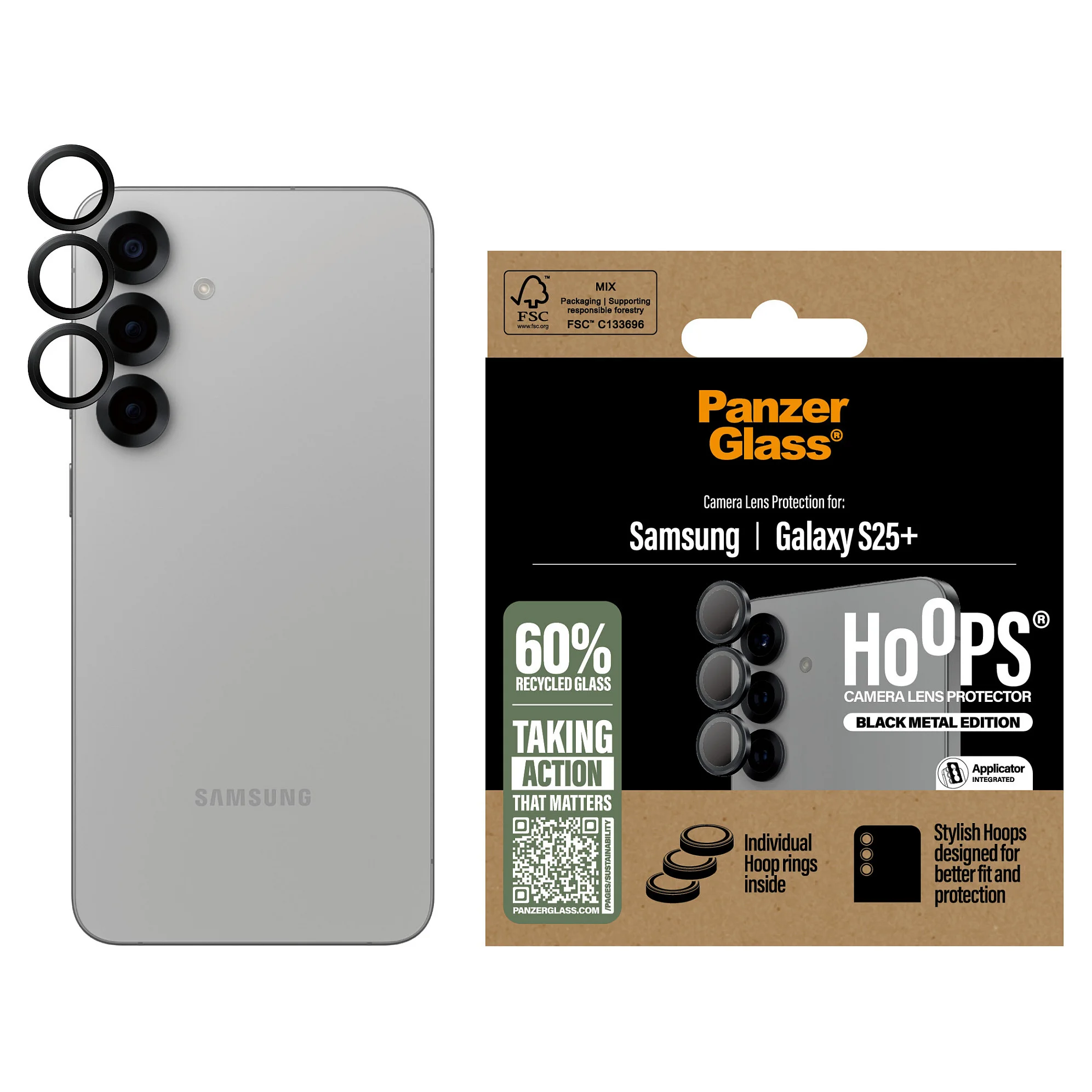 PanzerGlass   Hoops  Kameraschutz Schwarz Samsung Galaxy S25  Notebook & Tablet Zubehoer