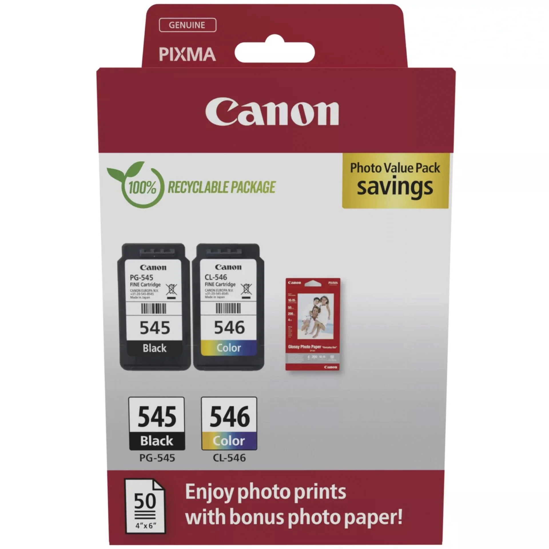 Canon Tinte PG 545 CL 546 8287B008 2er Multipack  BK Color  inkl  Fotopapier Drucker & Scanner