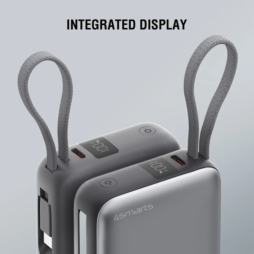 4SMARTS powerbank pocket dual cord 10000mah 22 5w  spacegrau Akkus Powerbanks & Kabel