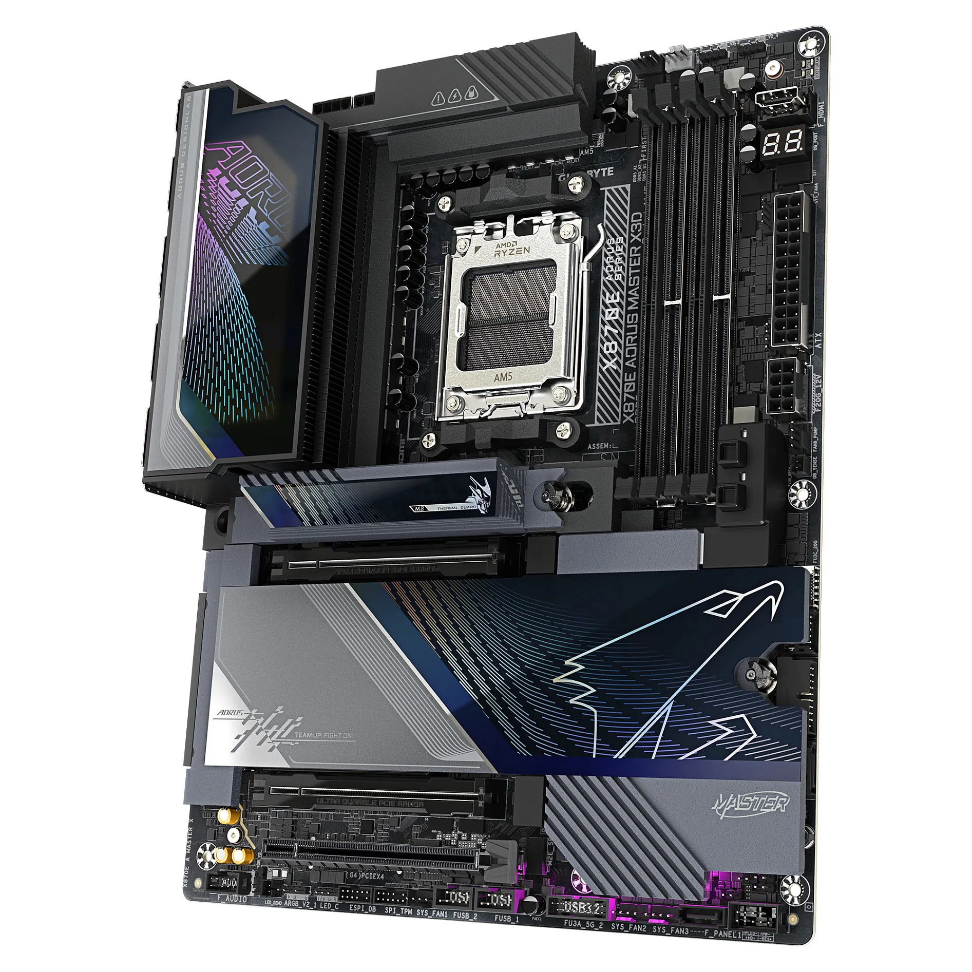 GIGABYTE X870E AORUS MASTER X3D Mainboard   Unterstuetzt AMD Ryzen 9000 CPUs  digitales 18 2 2 Phasen VRM  bis zu 9000MHz DDR5  O C    2xPCIe 5 0   3xPCIe 4 0  Wi Fi 7  10GbE LAN  USB 4 PC-Komponenten