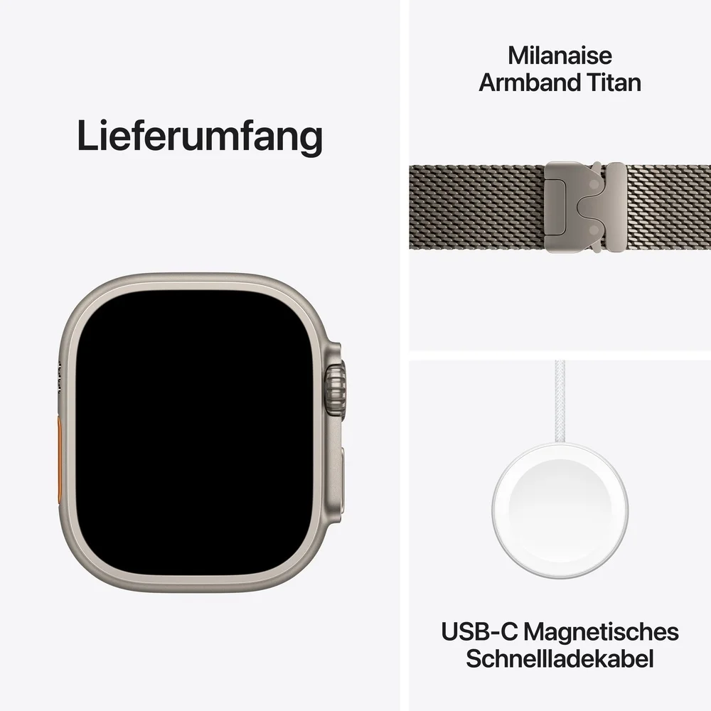 Apple Watch Ultra 3 Titanium Cellular 49mm Natur  Milanaise Titan natur  Large Smartwatches & Fitnesstracker