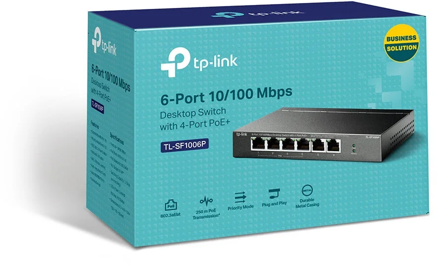 TP Link 6 Port 10 100Mbit s Desktop Switch mit 4 Port PoE  Switches