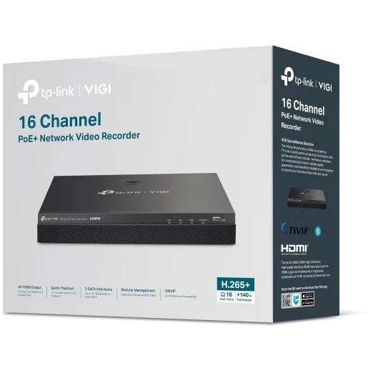 TP Link VIGI NVR2016H 16MP Netzwerk Videorekorder 16 Kanal Schwarz